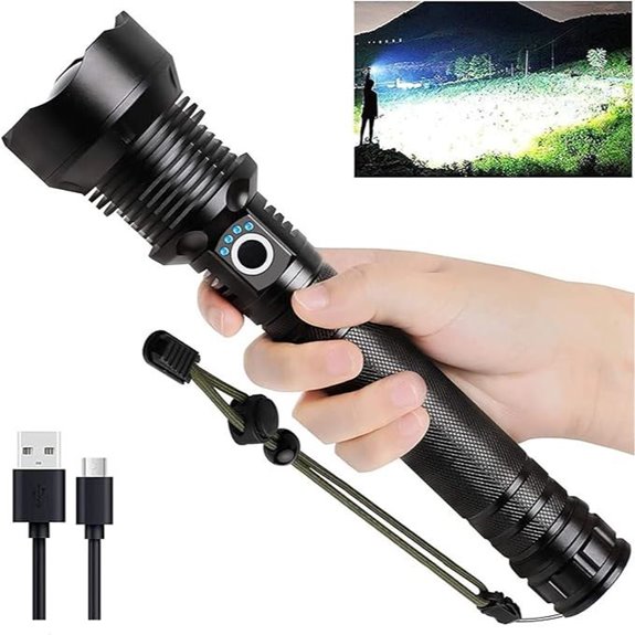 Rechargeable LED Flashlight 90,000 Lumens Waterproof Handheld