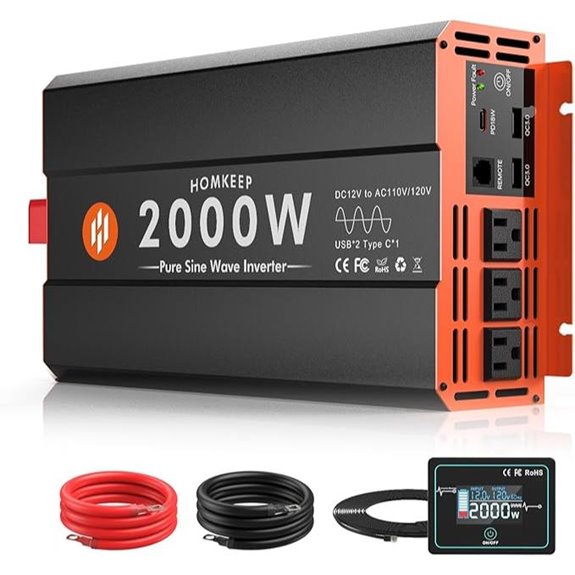 2000W Pure Sine Wave Power Inverter with USB & Remote
