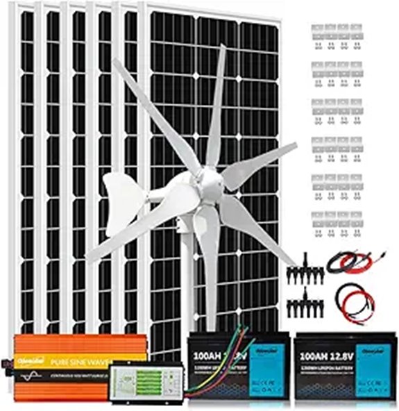 1000W Wind & Solar Power Kit with Batteries and Inverter