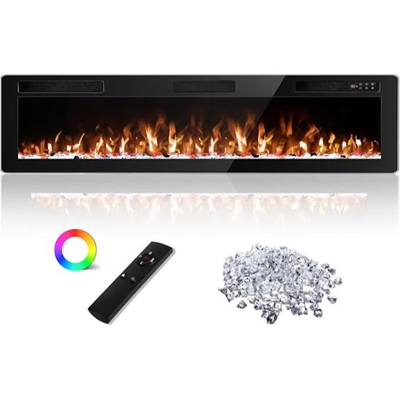 72-Inch Electric Fireplace Insert with Multicolor Flame
