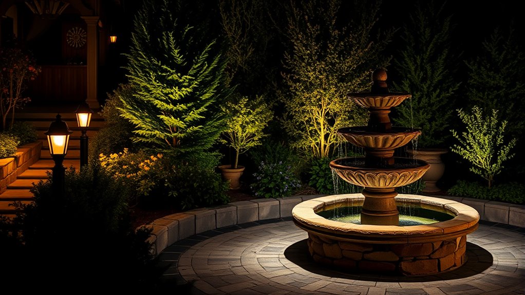 layered outdoor lighting setup