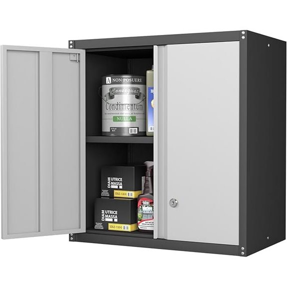 Wall-Mounted Metal Garage Cabinet with Locking Shelves