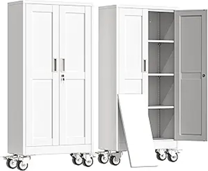 Metal Garage Storage Cabinet with Wheels and Shelves