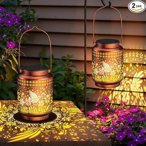 KOOPER Solar Lanterns 2-Pack Outdoor Waterproof Hummingbird Lights