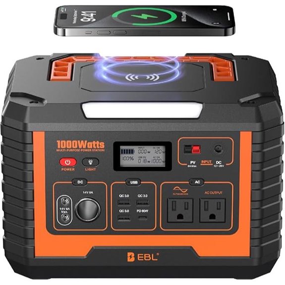 EBL 1000W Portable Power Station with Solar Recharge Recharge
