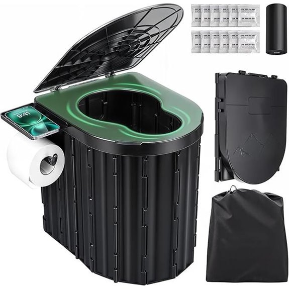 Sckee Portable Camping Toilet with Lid and Paper Holder