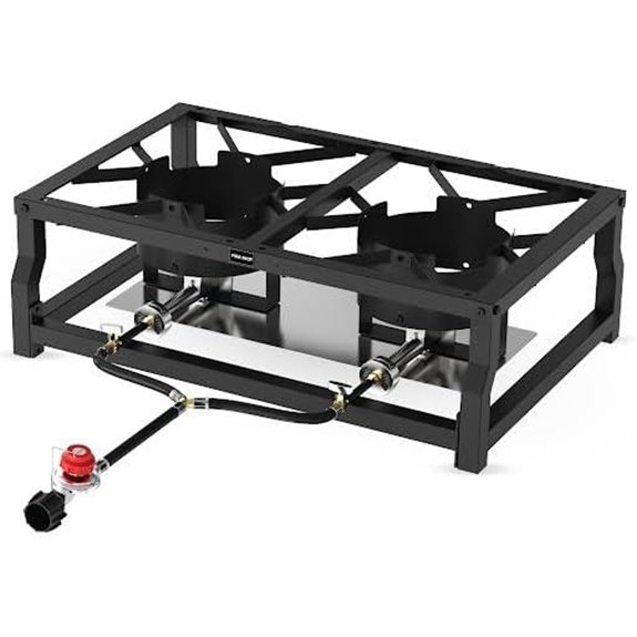 Portable Double Burner Camp Stove with Regulator