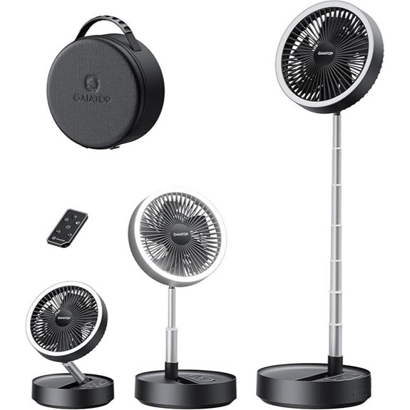 Gaiatop Portable Pedestal Fan with Battery & Remote