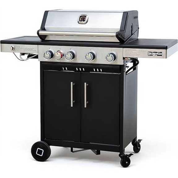 Portable 4-Burner Propane Gas Grill with Side Burner