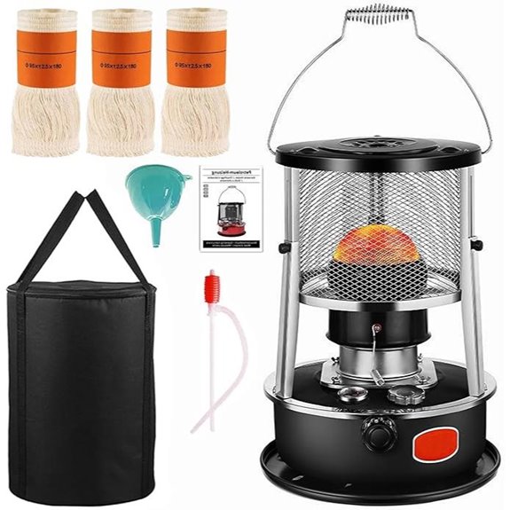 Portable Kerosene Heater with 3 Wicks and Storage Bag
