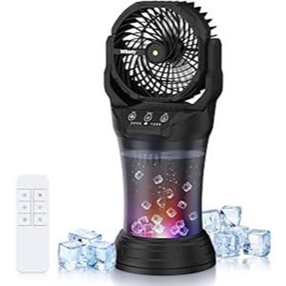Portable Misting Fan with Remote RGB Light 120° Oscillating