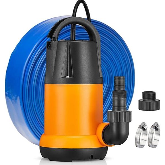 Portable Submersible Water Pump with 25ft Hose Kit