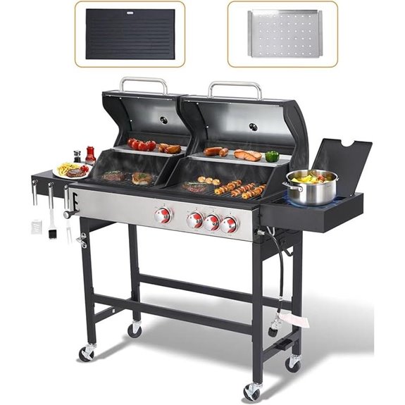 Propane & Charcoal Combo Grill with Side Burner