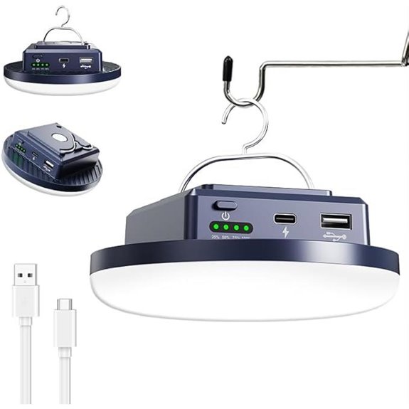 Rechargeable 13200mAh LED Camping Lantern with Magnetic Hook