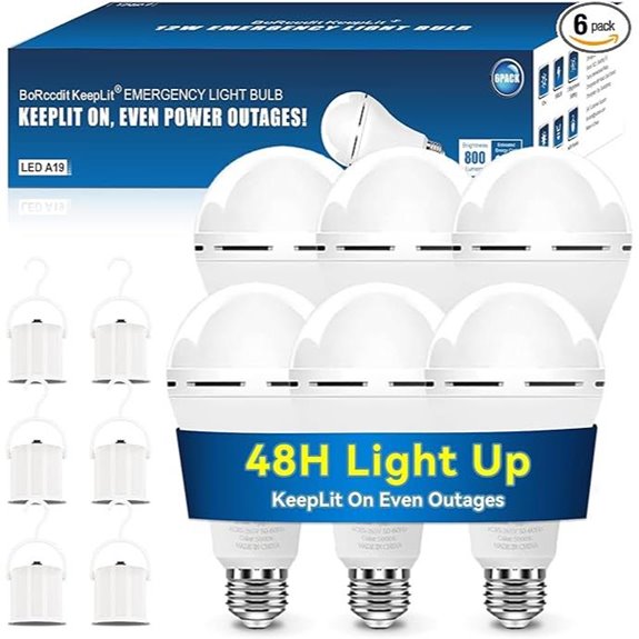 KeepLit 6PK Emergency Rechargeable LED Light Bulbs