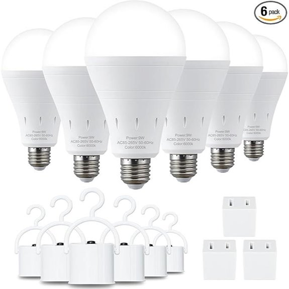 6 Pack Rechargeable LED Emergency Light Bulbs