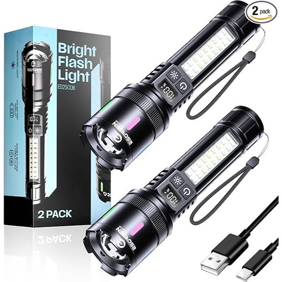 Esgreen Rechargeable LED Flashlights 2-Pack