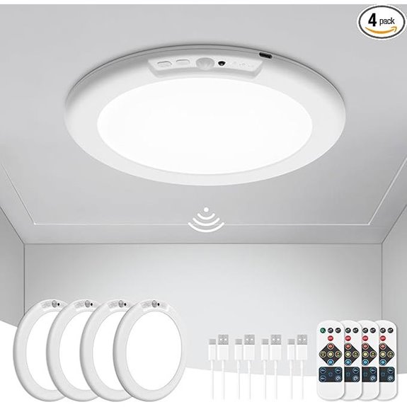 Wowatt 4-Pack Rechargeable Motion Sensor Ceiling Lights