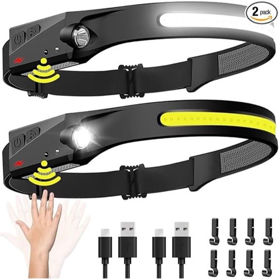 Rechargeable 2-Pack Headlamps with Motion Sensor