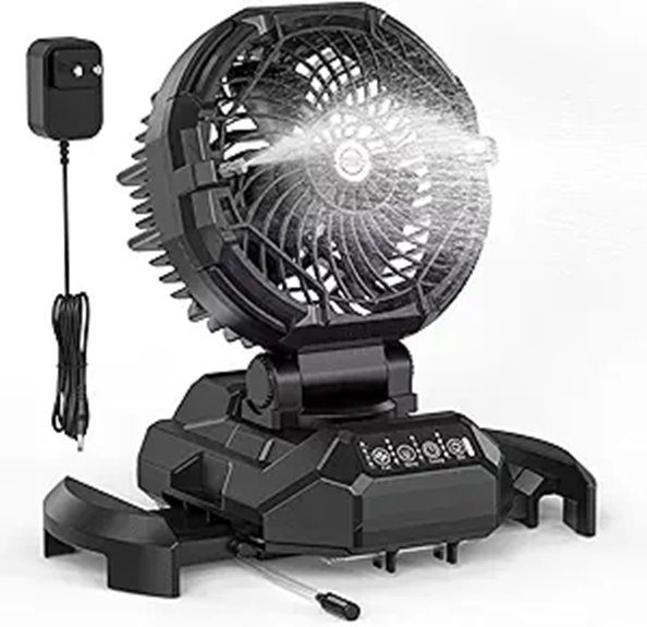 Portable Misting Fan with Rechargeable Battery and Oscillation