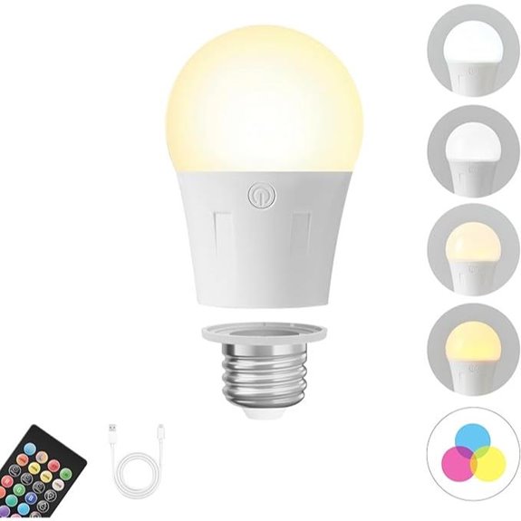 Rechargeable E26 LED Bulb with Remote and RGB