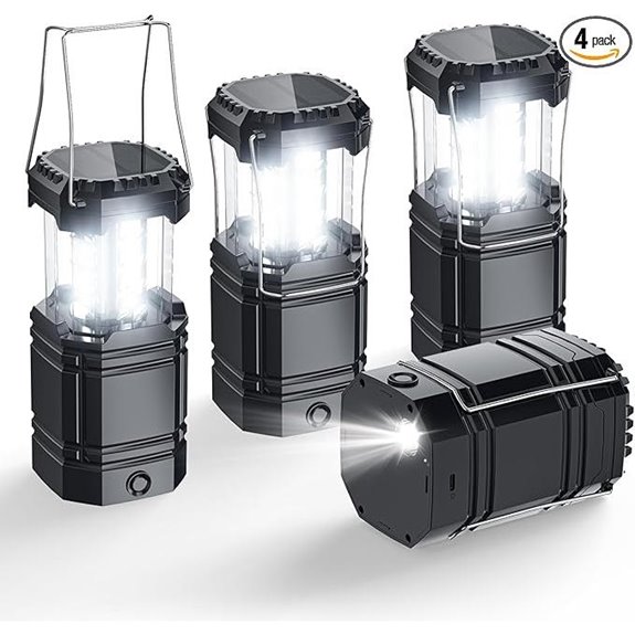 Solar Camping Lantern 4 Pack Rechargeable & Solar Powered