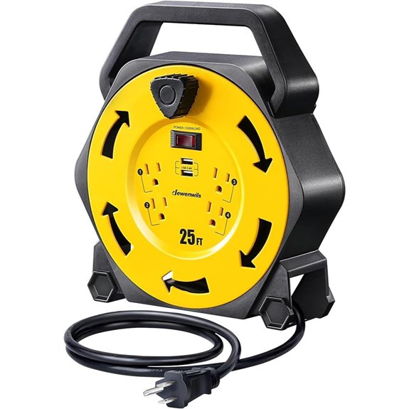 DEWENWILS Retractable Cord Reel with USB & Outlets
