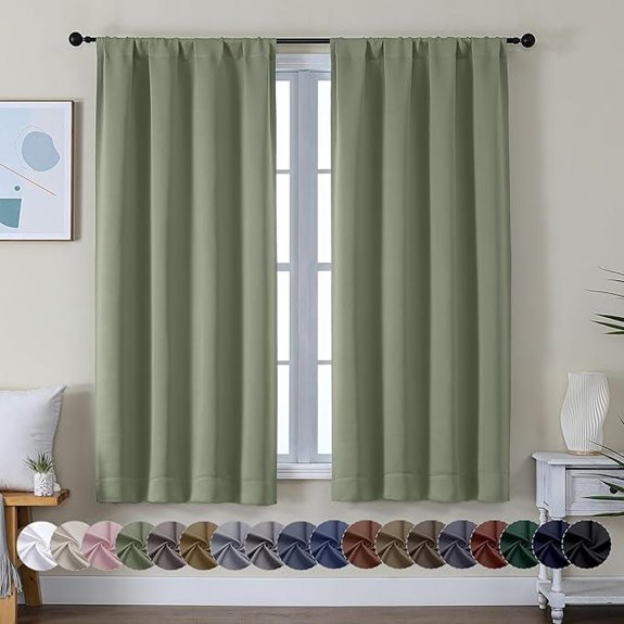 Simplebrand Sage Green Blackout Curtains 2 Panels