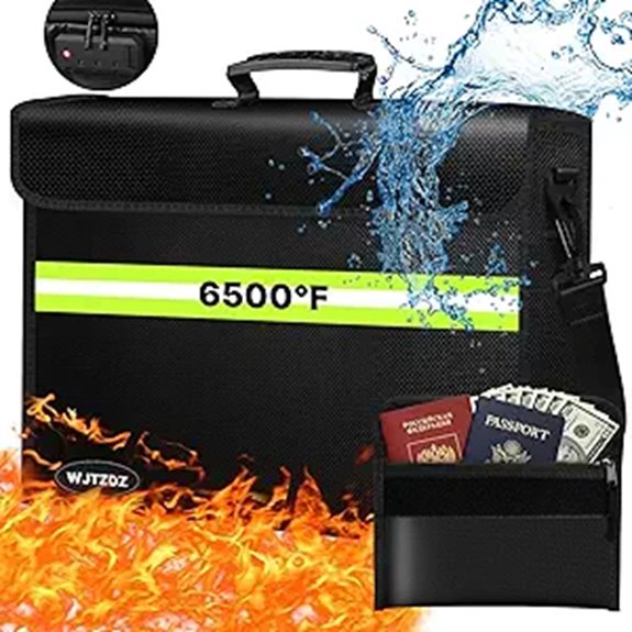 Fireproof Document Bag with Lock and Waterproof Zipper