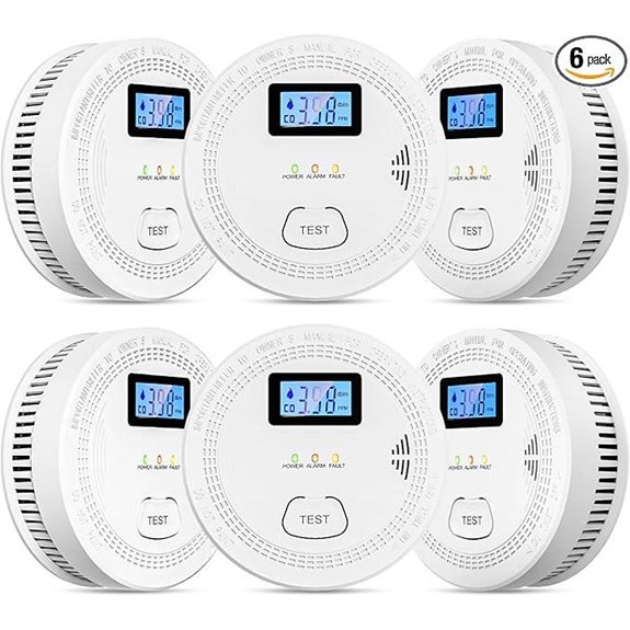 6-Pack Carbon Monoxide & Smoke Detectors with Alarm