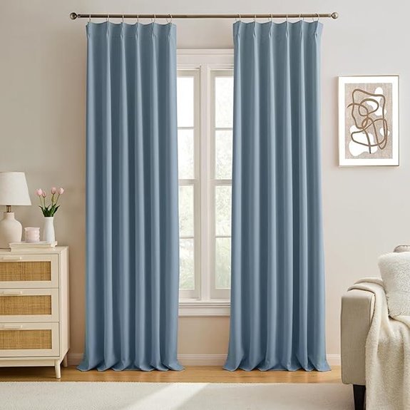 Slate Blue Blackout Curtains 90 Inches Thermal Insulated