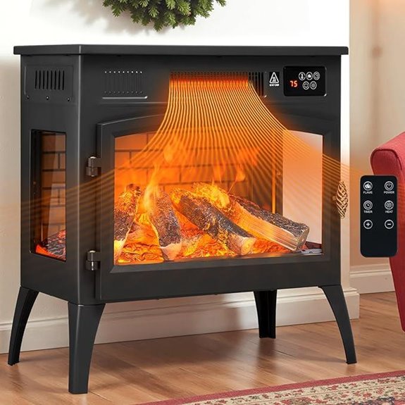 24-Inch Electric Fireplace Heater with Flame Colors