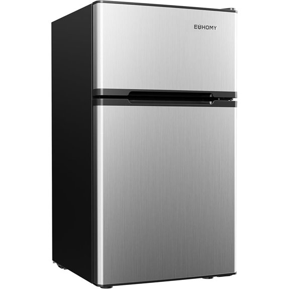 EUHOMY Mini Fridge with Freezer 3.2 Cu.Ft Silver