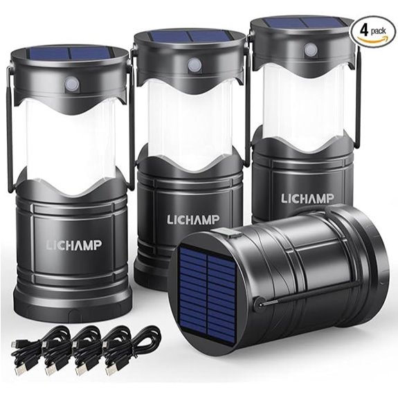 Lichamp 4-Pack Solar Camping Lanterns with USB Rechargeable