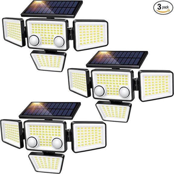 Solar Outdoor Lights 3000LM 188 LED Motion Sensor 3 Pack