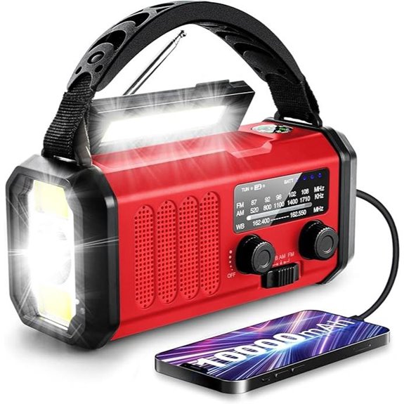 Emergency Crank Radio with Solar USB and LED Flashlight