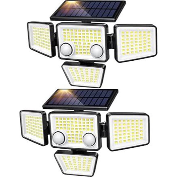 Solar Outdoor Lights 3000LM 4-Head Motion Sensor (2 Pack)