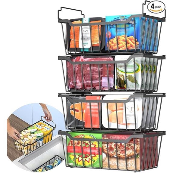 Goovilla Freezer Organizer Bins 4 Pack Stackable