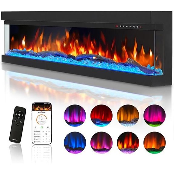 3-Sided Glass Electric Fireplace with Remote