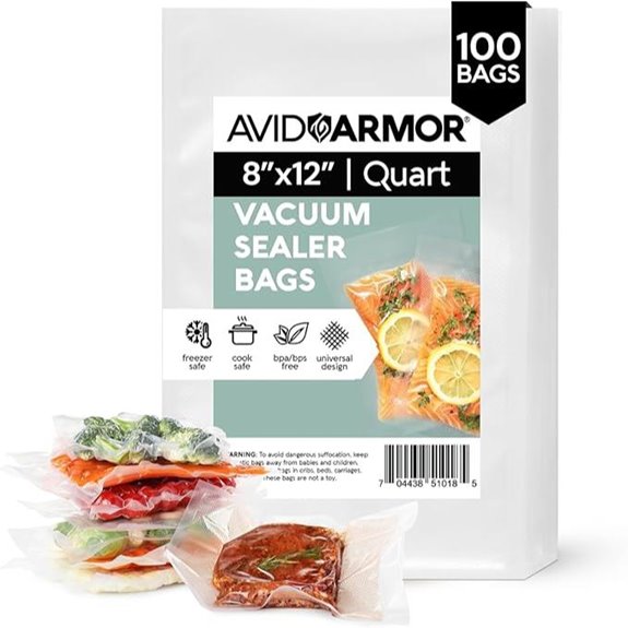 Avid Armor Vacuum Sealer Bags 8x12 Inch 100 Pack