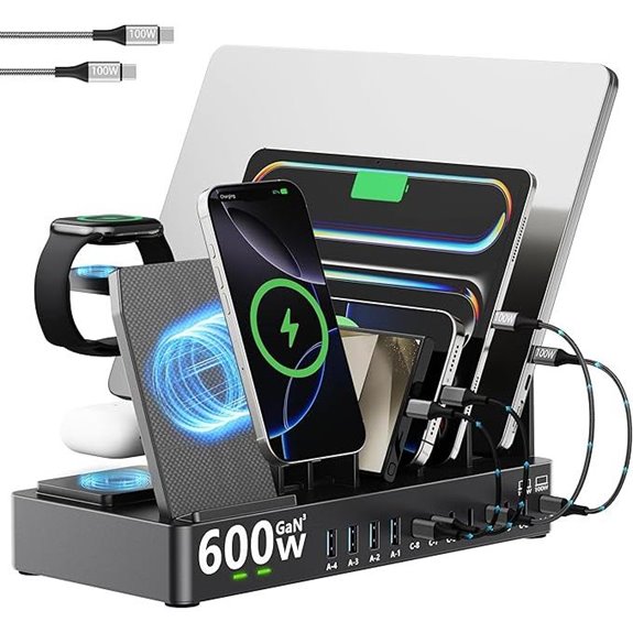 15-in-1 600W Wireless Charging Station with USB-C Cables