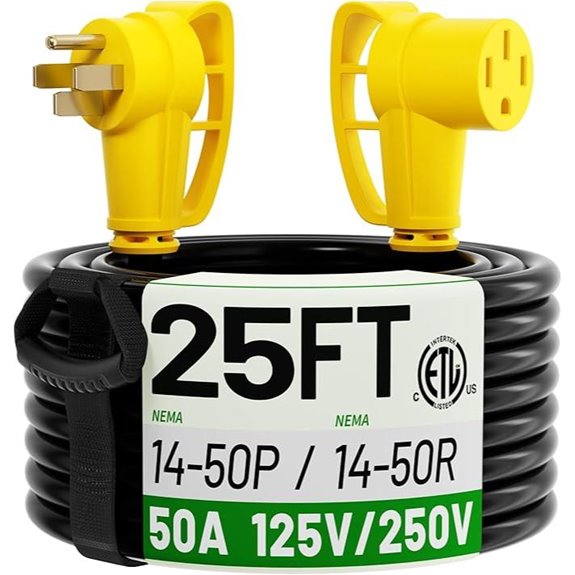 POWGRN 50A RV/EV Extension Cord 25ft Waterproof