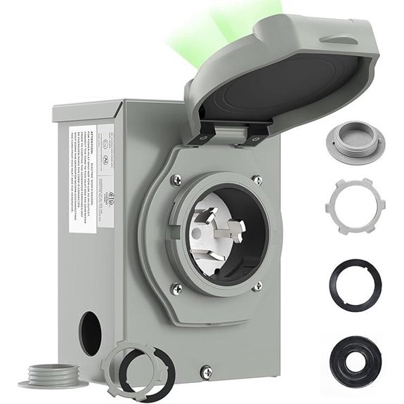 RVMATE 50 Amp Generator Inlet Box Waterproof ETL Listed
