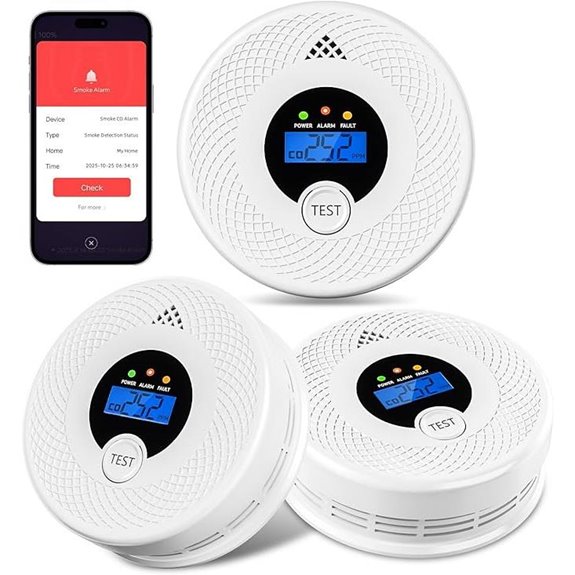 3-Pack Wi-Fi Smoke & CO Detectors with App Alerts