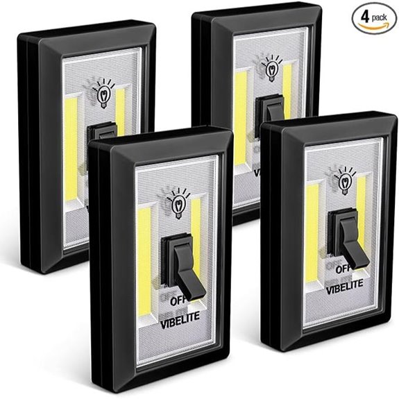 VIBELITE LED Night Light Switch 4-Pack Wireless Battery-Powered
