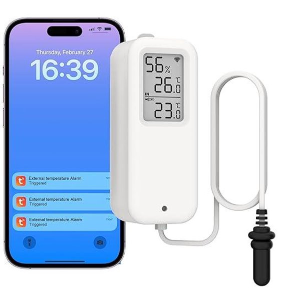 Daytech 2-in-1 WiFi Freezer & Room Thermometer