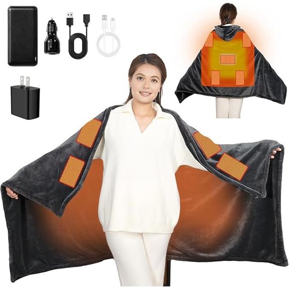 Cordless Heated Hooded Blanket with Power Bank