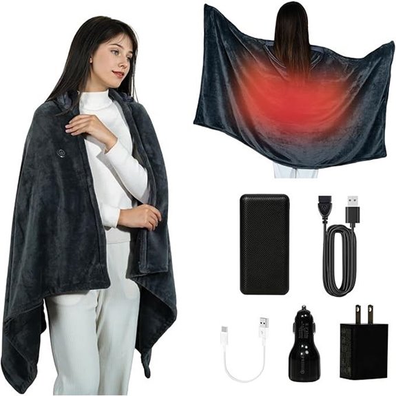 Cordless Heated Blanket with Hoodie and 3 Temp Settings