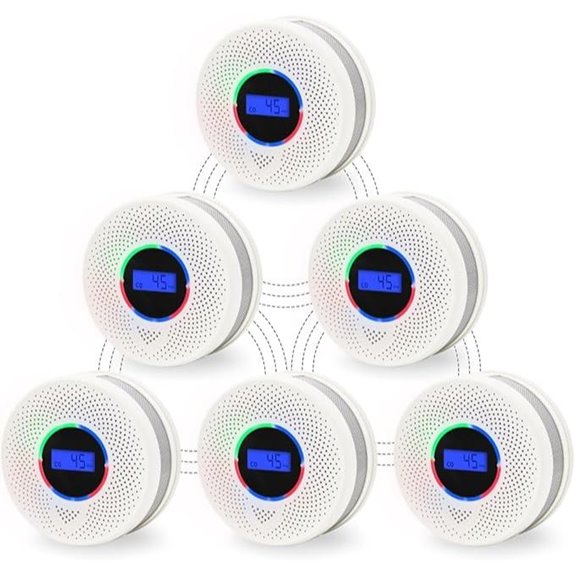Wireless Smoke & CO Detectors with Digital Display (6 Pack)