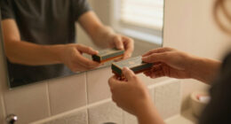 She Put Vintage Matchboxes On Her Tiny Bathroom Mirror, And It’s The Cutest Storage I’ve Seen